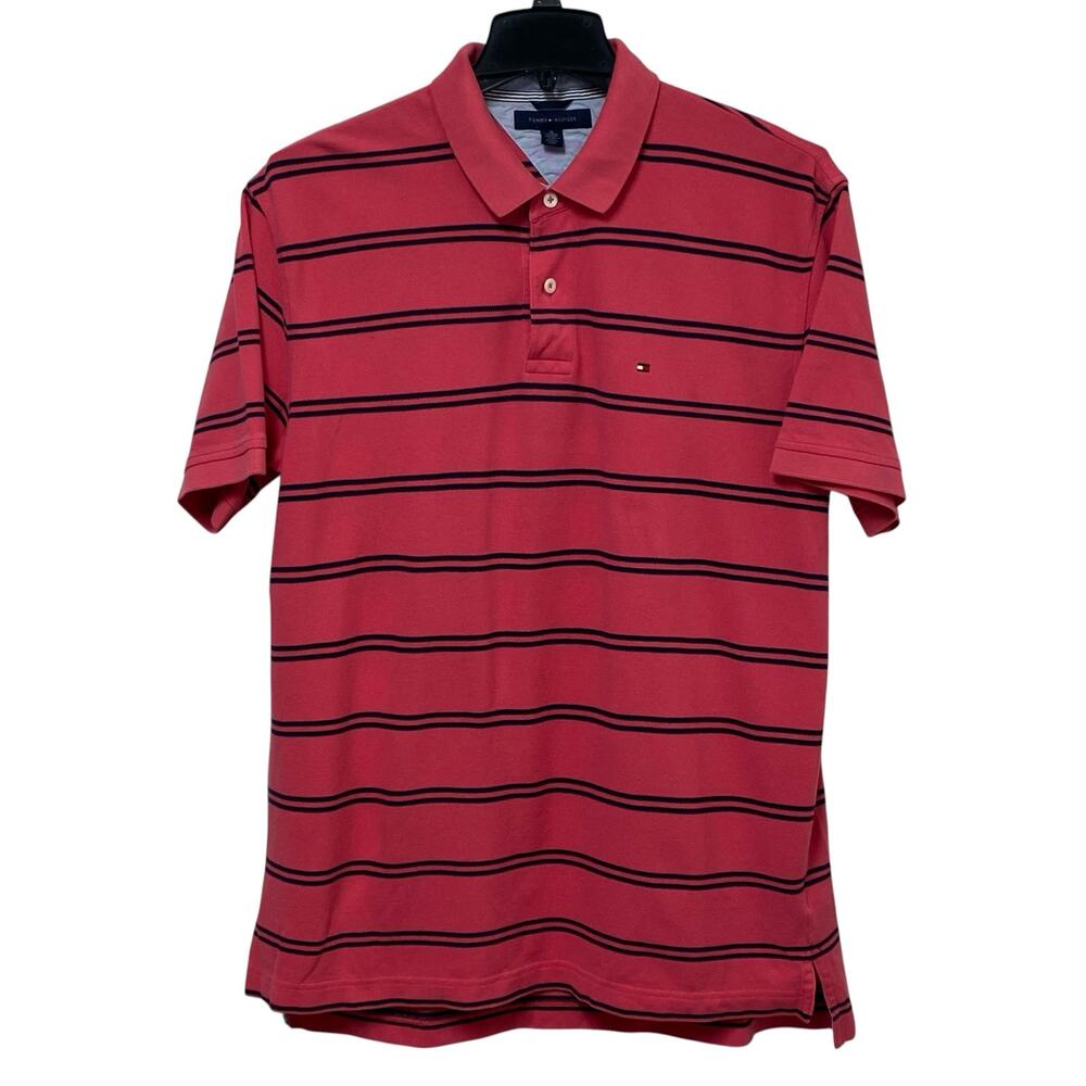 Tommy Hilfiger Pink & Black Stripe Polo – Size XL